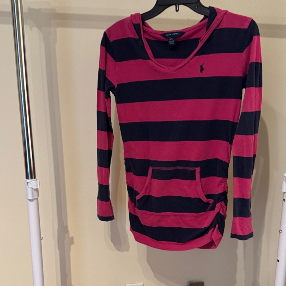 Ralph Lauren Fuchsia and Navy Striped Pullover F59